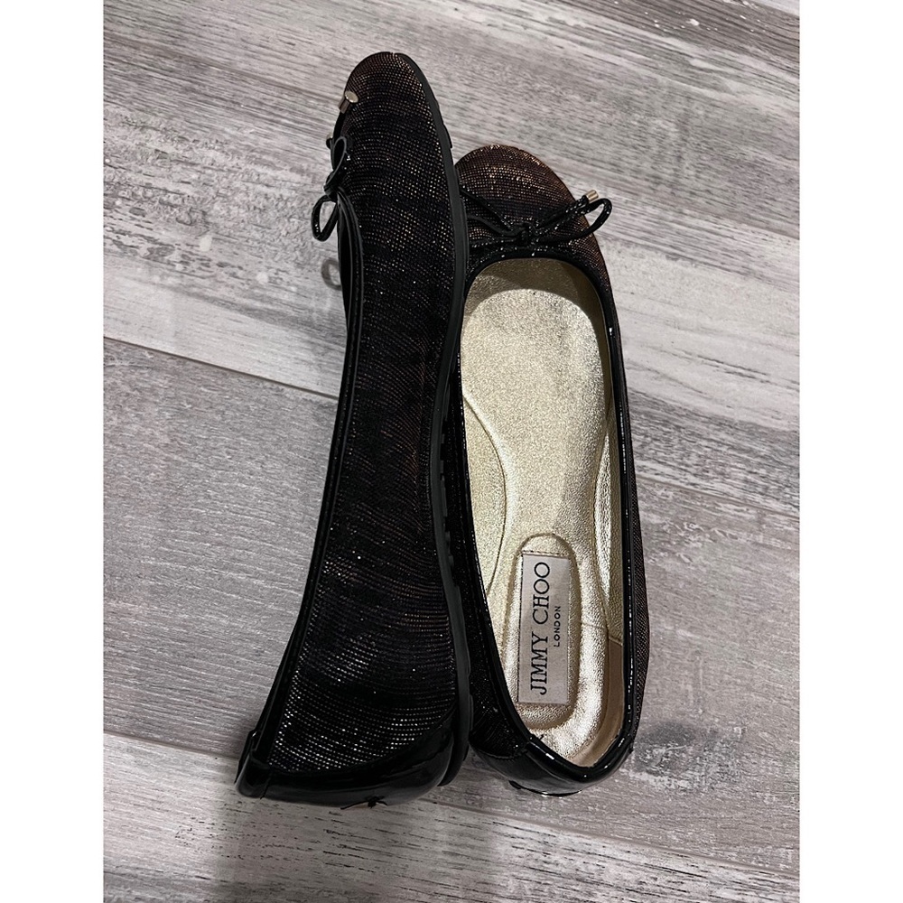 JIMMY CHOO Authentic Size 36 Metallic Black and Brown Tiger Stripe Balle… - Picture 5 of 9